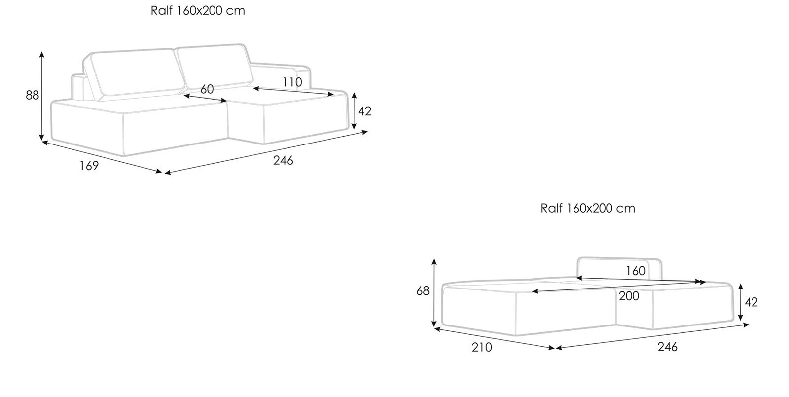Sofa bed Ralf, 2 seater, without 1 armrest Askona pictures - 13 - большое изображение